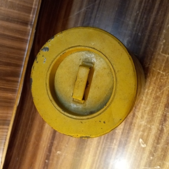 Vintage mcm shabby chic farmhouse harvest gold tin tea canister - Picture 2 of 5